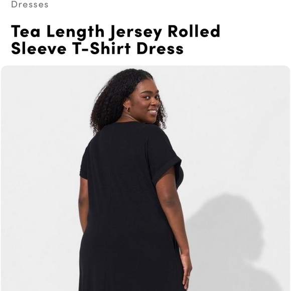 Torrid 1x tea length jersey rolled tshirt dress black - Picture 2 of 2